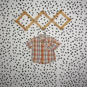 Cherokee Orange Plaid Button Up Short Sleeve Baby Shirt